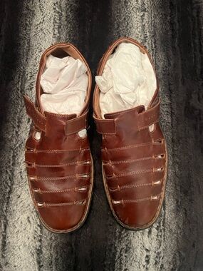 Josef Seibel Men's Brown Leather Fisherman Sandals